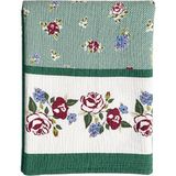 Uniqlooms Stripe And Rose Organik Saf Pamuk 4 Katlı Tek Kişilik Müslin Yatak Örtüsü 180 x 240 cm - Yeşil - Standart