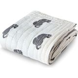 Uniqlooms Wild Leopard Kırık Beyaz Organik Pamuk El Yapımı Çift Kişilik Yatak Örtüsü 210 x 240 cm - Standart