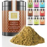 Uniqo Çikolata Aromalı Premium Japon Matcha Tozu 30 gr Şeker İlavesiz Vegan, Metal Kutuda