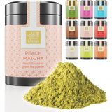 Uniqo Şeftali Aromalı Premium Japon Matcha Tozu 30 gr Şeker İlavesiz Vegan, Metal Kutuda