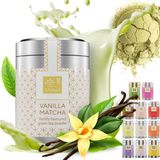 Uniqo Vanilya Aromalı Premium Japon Matcha Tozu 30 gr Şeker İlavesiz Vegan, Metal Kutuda