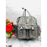 unique crane bags Yıkamalı Deri Kadın Siyah Sırt Çantası - Antrasit - Gümüş