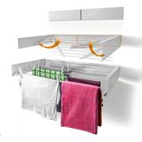 Unique Design Belize 100cm Dekoratif 6 Borulu Duvara Monte Açılır-Kapanır Çamaşır Askısı Beyaz