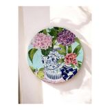 unique florya Çiçek Deseni Saksıda Çiçek Vazoda Çiçek Desenli Duvar Tabağı Dekoratif Tabak Duvar Süsü 26cm