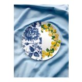 unique florya Limonlu Blue blanc Duvar Tabağı Dekoratif Bahçe Balkon Mutfak Salon Duvar Süsü No:128