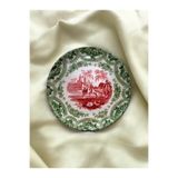 unique florya Yeşil Vintage Desenli Duvar Tabağı Dekoratif Bahçe Balkon Mutfak Salon Duvar Süsü No:73