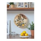 unique florya Zeytin ve Limon Desenli Vintage Duvar Tabağı Duvar Süsü Dekoratif Tabak 26cm Elyapımı