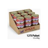 Unique Gold Series Yetişkin Kedi Konserve Yaş Mama Tavuklu & Ciğerli 85 gr Sos İçinde Parça Etli Tahılsız 12 Adet