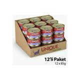 Unique Gold Series Yetişkin Kedi Konserve Yaş Mama Tavuklu & Ciğerli 85 gr Sos İçinde Parça Etli Tahılsız 12 Adet