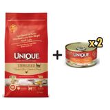 Unique Tavuklu Düşük Tahıllı Sterilised Kedi Maması 1,5 Kg + 2 Adet Unique Gold Series Tavuklu Konserve Yaş Kedi Maması 85 Gr