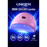 Uniquem 36W UV LED Oje Kurutucu Jel Cila Kurutma Lambası 30-60-90sn Timer USB