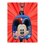 Uniquetrenders Anaokulu Kreş Mavi Mickey Mouse Kabartmalı 2-6 Yaş Çekçekli Tekerli Okul Çantası Ve Sırt Çantası