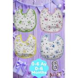 Uniquetrenders Bebek % 100 Cotton Arkası Muşambalı Su Geçirmez Renkli Mama Önlüğü 8'li Set 0-6 Ay - 0 - 6 Ay