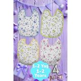 Uniquetrenders Bebek Cotton Arkası Muşambalı Su Geçirmez Renkli Mama Önlüğü 4'lü Set 1-2 Yaş - 1 - 2 Yaş