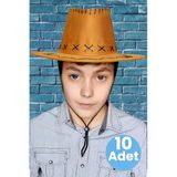 Uniquetrenders Çocuk Unisex 10'Lu Nubuk Kovboy Şapkası ( 8-14 Yaş)