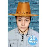 Uniquetrenders Çocuk Unisex 20'Li Nubuk Kovboy Şapkası ( 8-14 Yaş)