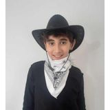 Uniquetrenders Çocuk Unisex 8 - 14 Yaş Süet Kovboy Şapkası Beyaz Bandana Hediye Koruma Kutulu Gönderim Siyah 54 CM