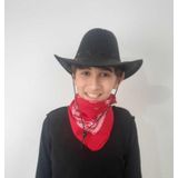 Uniquetrenders Çocuk Unisex 8 14 Yaş Süet Kovboy Şapkası Kırmızı Bandana Hediye Koruma Kutulu Gönderim Siyah 54 CM