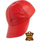 Uniquetrenders Deri Arkadan Ayarlanabilir Baseball Kep Şapka - Kırmızı - Standart