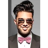 Uniquetrenders Erkek Düz Renk Saten Papyon Pembe