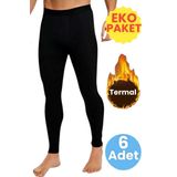 Uniquetrenders Erkek Ekonomik 6'Lı Termal Tayt Uzun Sporcu Taytı Siyah XL