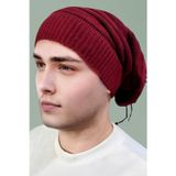 Uniquetrenders Erkek Kışlık Triko Örgü Bere Ve Boyunluk Bordo