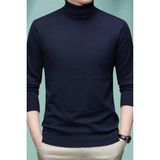 Uniquetrenders Erkek Tüylenmeyen Boğazlı Triko Kazak Balıkçı Triko Kazak Lacivert 2XL