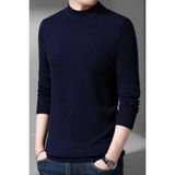 Uniquetrenders Erkek Tüylenmeyen Yarım Boğazlı Triko Kazak Yarım Balıkçı Triko Kazak - 2XL - Lacivert