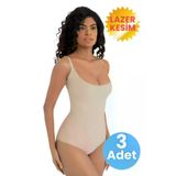 Uniquetrenders FA3004-4 Kadın Lazer Kesim İz Yapmaz Göğüs Destekli Askılı Toparlayıcı Body Slip Korse 3'lü Set