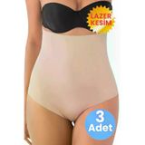 Uniquetrenders FA3013-3 Kadın Lazer Kesim İnceltici Ve Toparlayıcı Yüksel Bel String Korse 3'lü Set