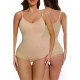 Uniquetrenders FA5004-1 Kadın Dikişsiz Toparlayıcı Ve İnceltici Çıtçıtlı İp Askılı Slip Body Korse