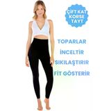 Uniquetrenders FA5427-4 Yüksek Bel Sıkılaştırıcı İnceltici Toparlayıcı Çift Kat Korse Tayt Dikişsiz Korse Tayt