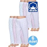 Uniquetrenders Kadın %100 Pamuklu Desenli Emprime Lastikli Uzun Pijama Düz Paçalı Don 6'lı Set AKR-26