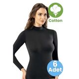Uniquetrenders Kadın 6'Lı Yarım Boğazlı Uzun Kollu Likralı Atlet