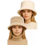 Uniquetrenders Kadın Ayarlanabilir Peluş Bucket Kova Şapka 2'Li Set