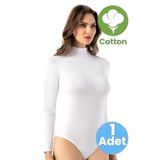 Uniquetrenders Kadın Boğazlı Uzun Kol Çıtçıtlı Body