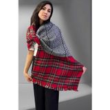 Uniquetrenders Kadın Çift Taraflı Ekose Desenli Yumuşak Omuz Şalı Atkı ( 70Cm X 180Cm ) Kırmızı - Gri