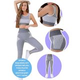 Uniquetrenders Kadın Dikişsiz Melanjlı Fitness Yoga Pilates Sporcu Büstiyer Şort Tayt Takımı 3'Lü Set Beyaz XS-S
