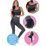 Uniquetrenders Kadın Dikişsiz Melanjlı Fitness Yoga Pilates Sporcu Büstiyer Şort Tayt Takımı 3'Lü Set Lacivert XS-S