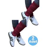 Uniquetrenders Kadın Dört Mevsim Ayaksız Triko Tozluk 2'Li Set Bordo - Bordo
