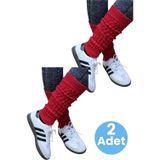 Uniquetrenders Kadın Dört Mevsim Ayaksız Triko Tozluk 2'Li Set Kırmızı