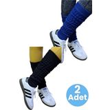 Uniquetrenders Kadın Dört Mevsim Ayaksız Triko Tozluk 2'Li Set Saks Mavisi - Siyah
