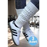 Uniquetrenders Kadın Dört Mevsim Ayaksız Triko Tozluk 3 Adet Beyaz