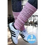 Uniquetrenders Kadın Dört Mevsim Ayaksız Triko Tozluk 3 Adet Pembe
