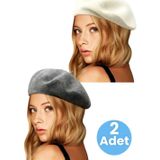 Uniquetrenders Kadın Fransız 2'Li Ressam Bere Ekru - Füme