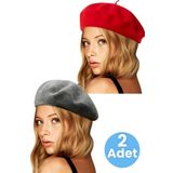 Uniquetrenders Kadın Fransız 2'Li Ressam Bere Kırmızı - Füme