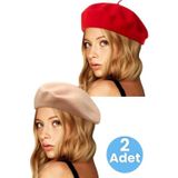 Uniquetrenders Kadın Fransız 2'Li Ressam Bere Kırmızı - Vizon