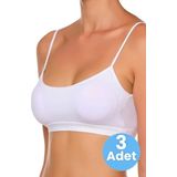 Uniquetrenders Kadın İnce Askılı Pedli Büstiyer Yarım Atlet Sütyen 3'Lü Set Beyaz 80-85