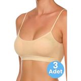Uniquetrenders Kadın İnce Askılı Pedli Büstiyer Yarım Atlet Sütyen 3'Lü Set Ten 80-85