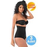 Uniquetrenders Kadın Lazer Kesim İnceltici Ve Toparlayıcı Yüksek Bel Slip Korse 3'Lü Set Siyah S-M